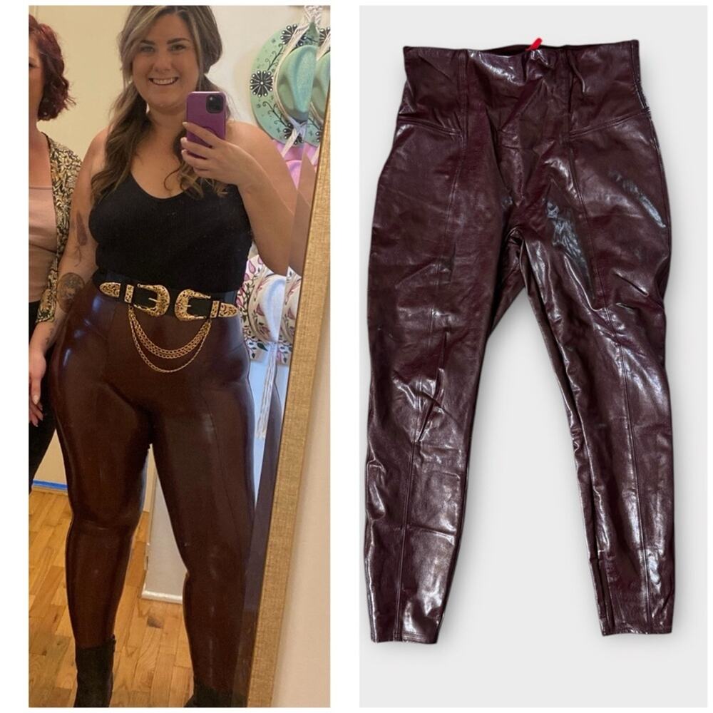 SPANX red latex leggings